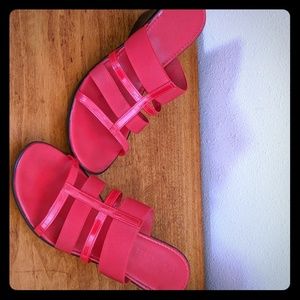 Red wedge sandals